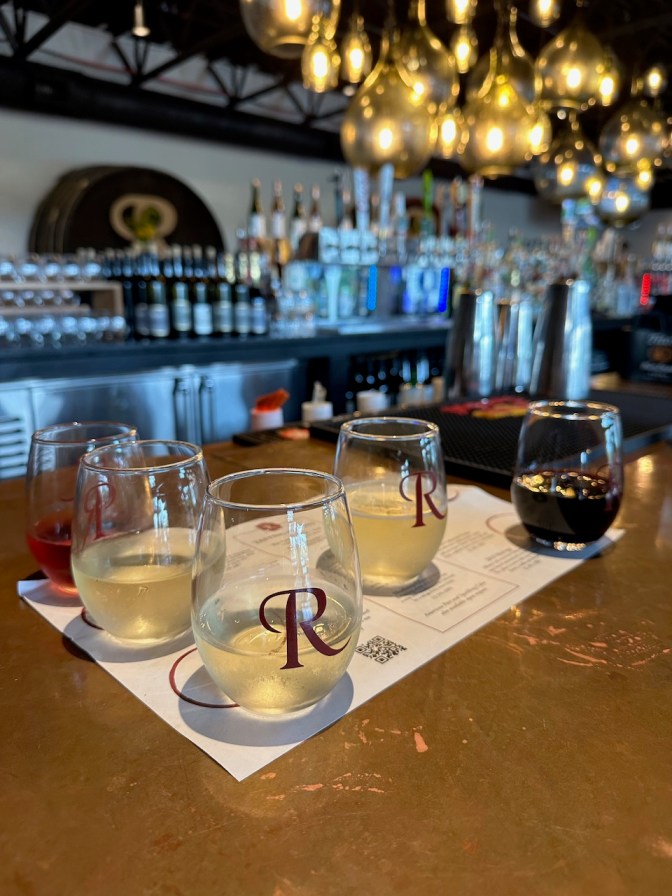 Wine tasting fight on paper placemat.