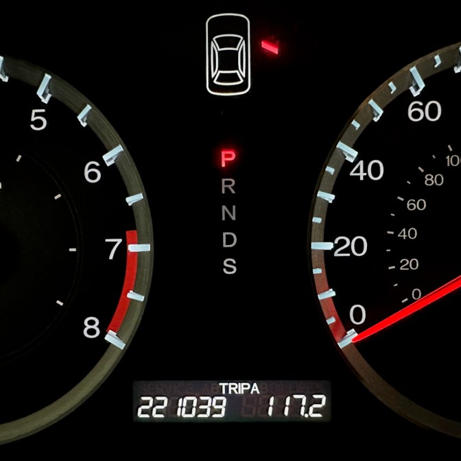 Car odometer reading 221039 TRIP A 117.2