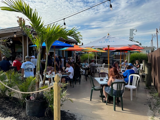 Outdoor patio space at Harpoon's.