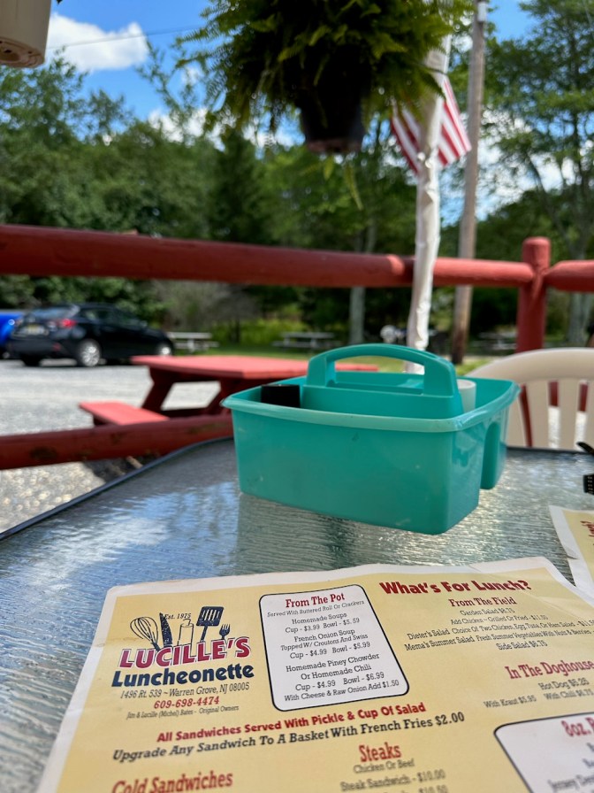 Lucille's Luncheonette Menu on table on outdoor patio.