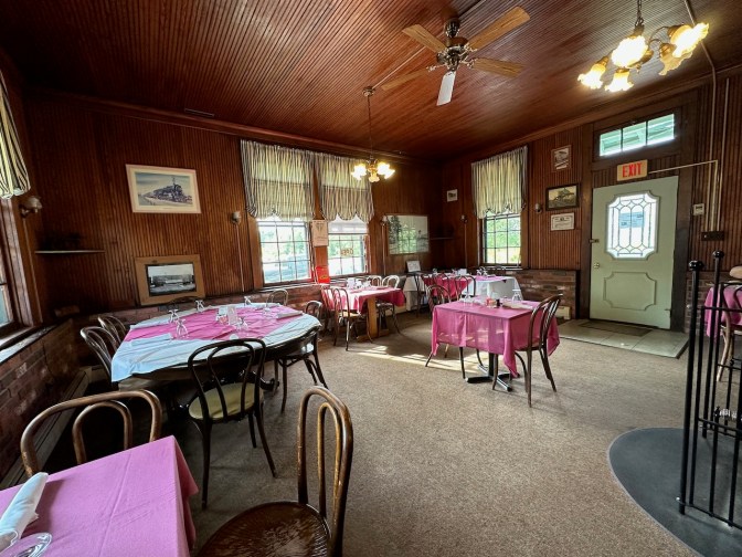 Interior Big Moose Station restaurant.