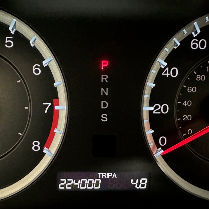 Car odometer reading 224000 TRIP A 4.8
