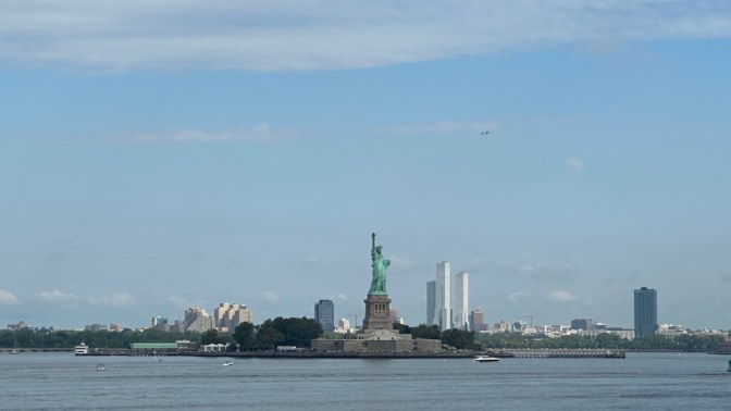 View of Statue of Liberty from ferry.