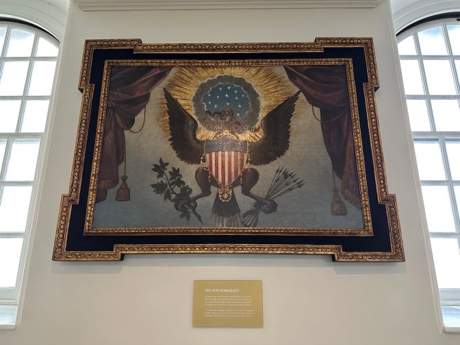 Painting of American turkey, frames in golden gilt frame.