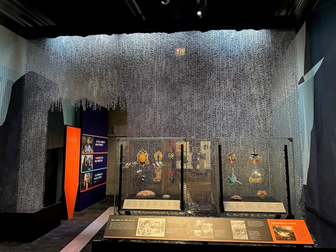 Exhibit with glass beads representing Niagara Falls.