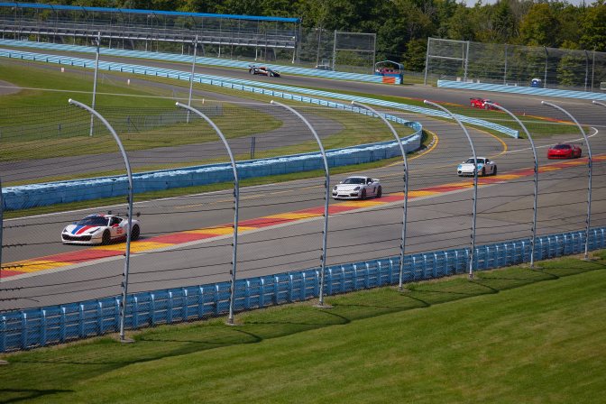 Race cars on Watkins Glen International.