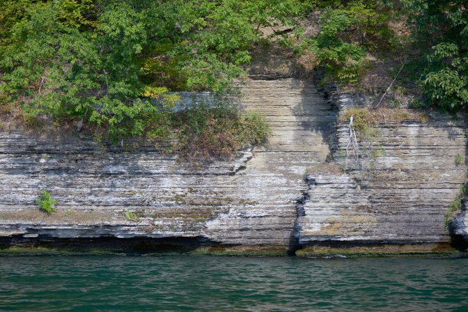 Rockface of bluffs along Seneca Lake.