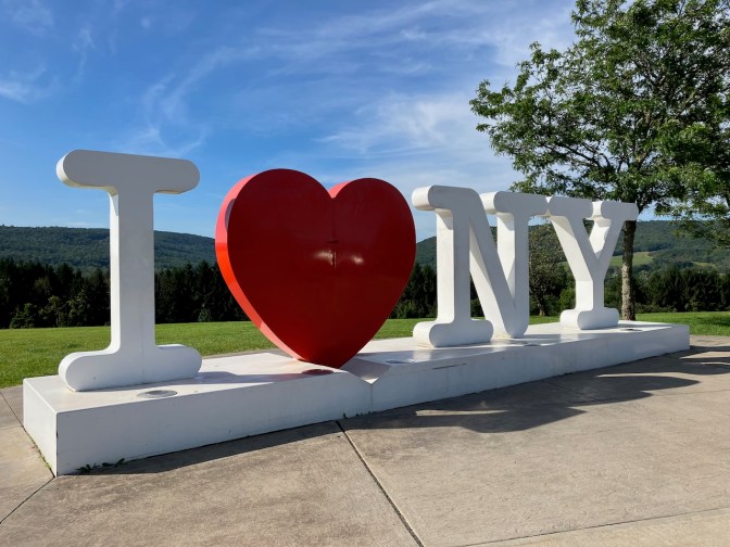 I Love New York sign.