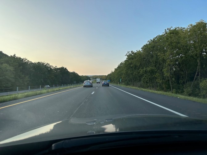 Dusk sky over highway.