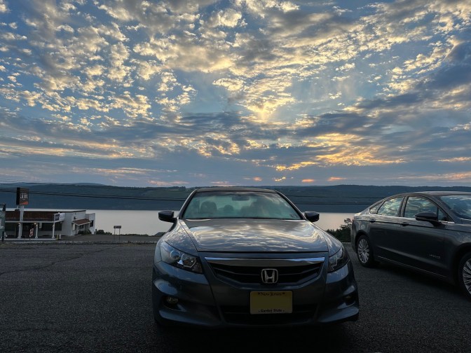 2012 Honda Accord with view of Seneca Lake in background.