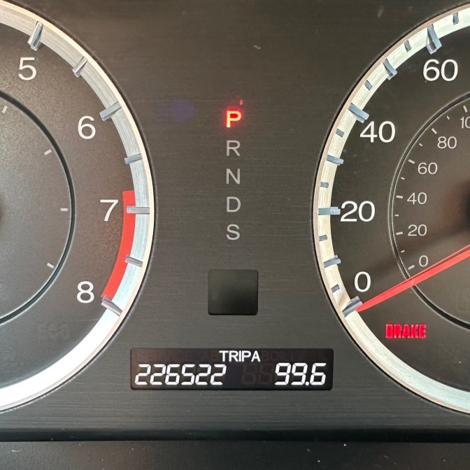 Car odometer reading 226522 TRIP A 99.6