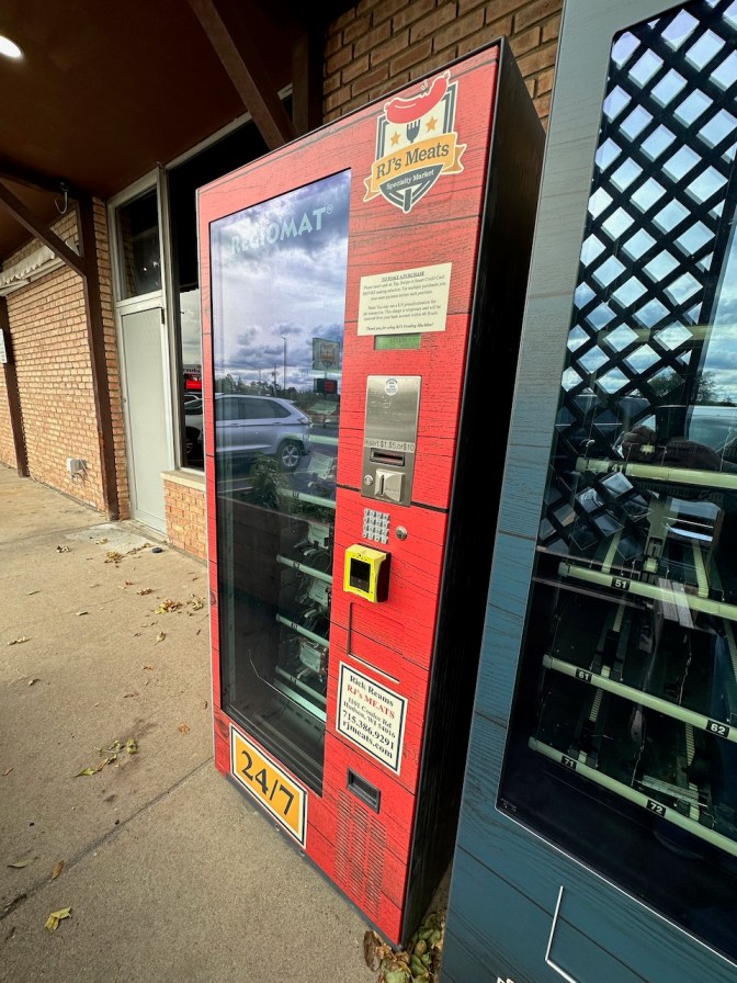 Vending machine at RJ's Meats.