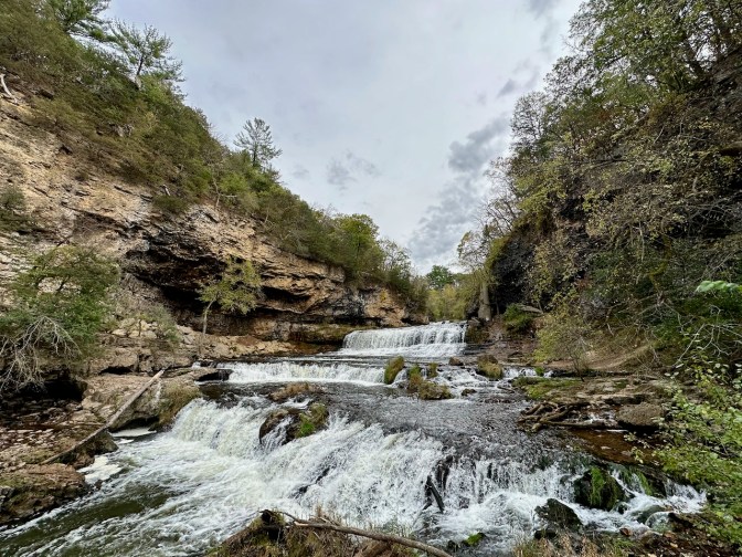 Willow Falls on gray, overcast day.