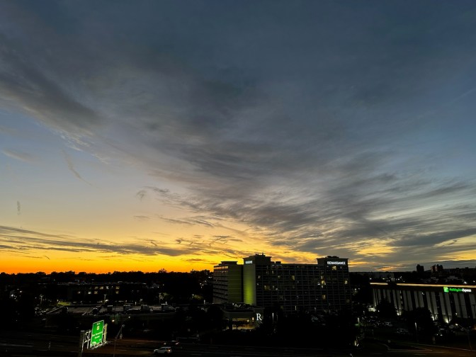 Twilight sky over Newark.