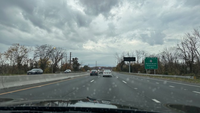 View of I-287 during rainy day.