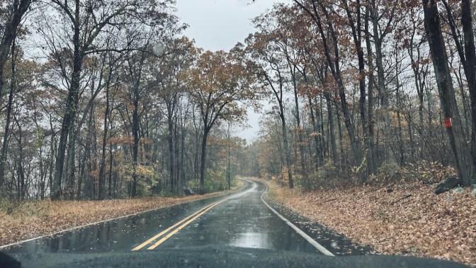 View of Clinton Road on rainy morning.