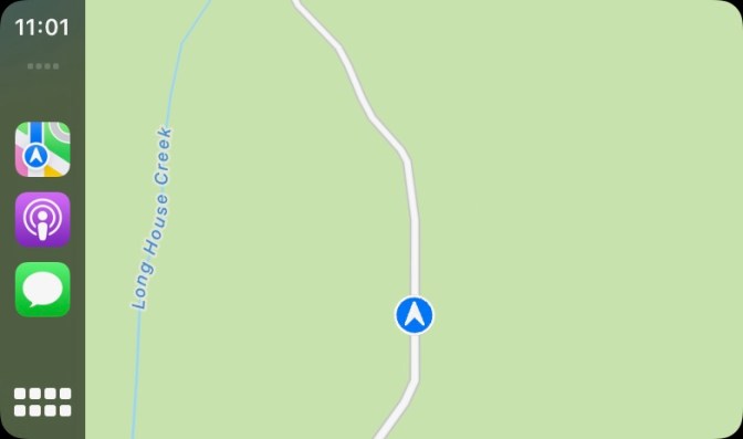 Map of Clinton Road, with GPS marker of car.