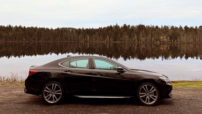 2020 Acura TLX parked in front of Quiver Pond.