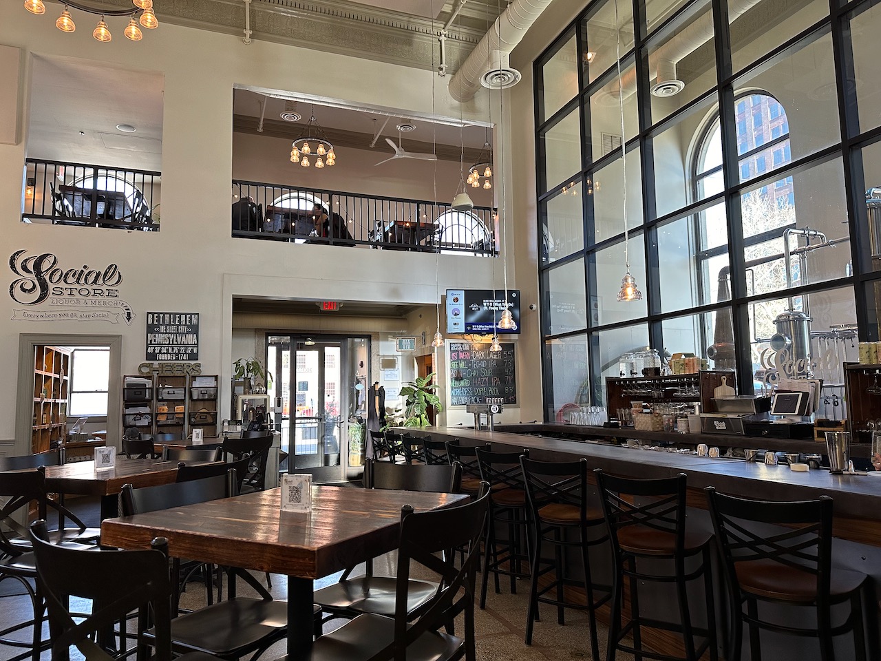 Interior of Social Still restaurant and bar.