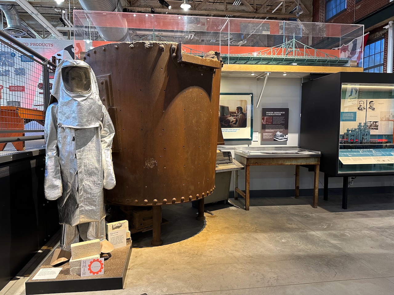 Mannequin wearing blast furnace suit in front of