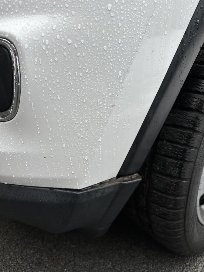 Damaged front bumper.