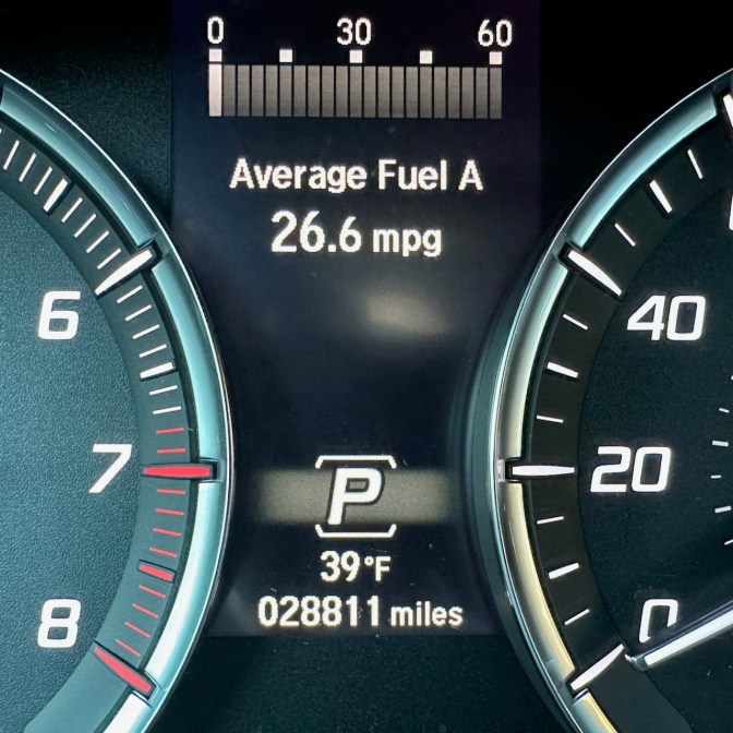 Car odometer reading 28811 miles.