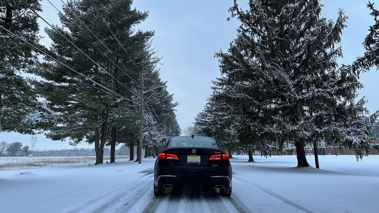 2020 Acura TLX on snowy road
