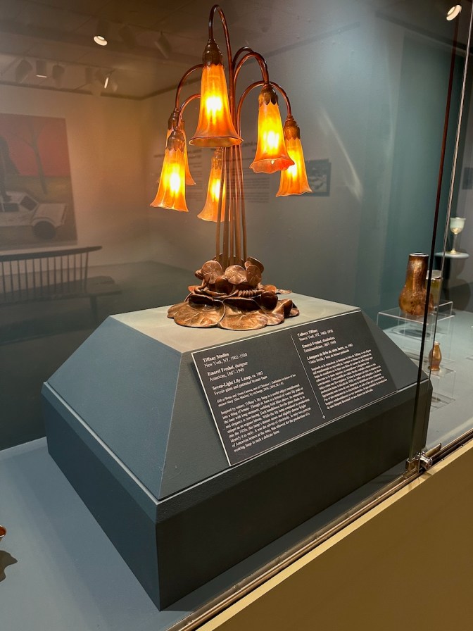 Tiffany lamp in the shape of an iris plant.