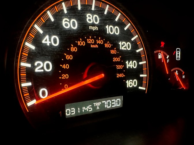 Car odometer reading 031145