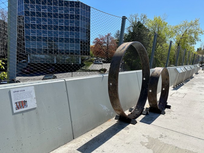 Two steel rings along side of Bridge Path.