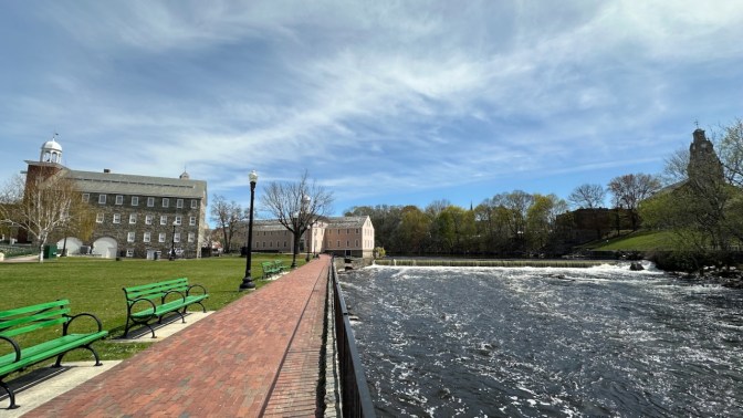View of Old Slater Mill historic site.