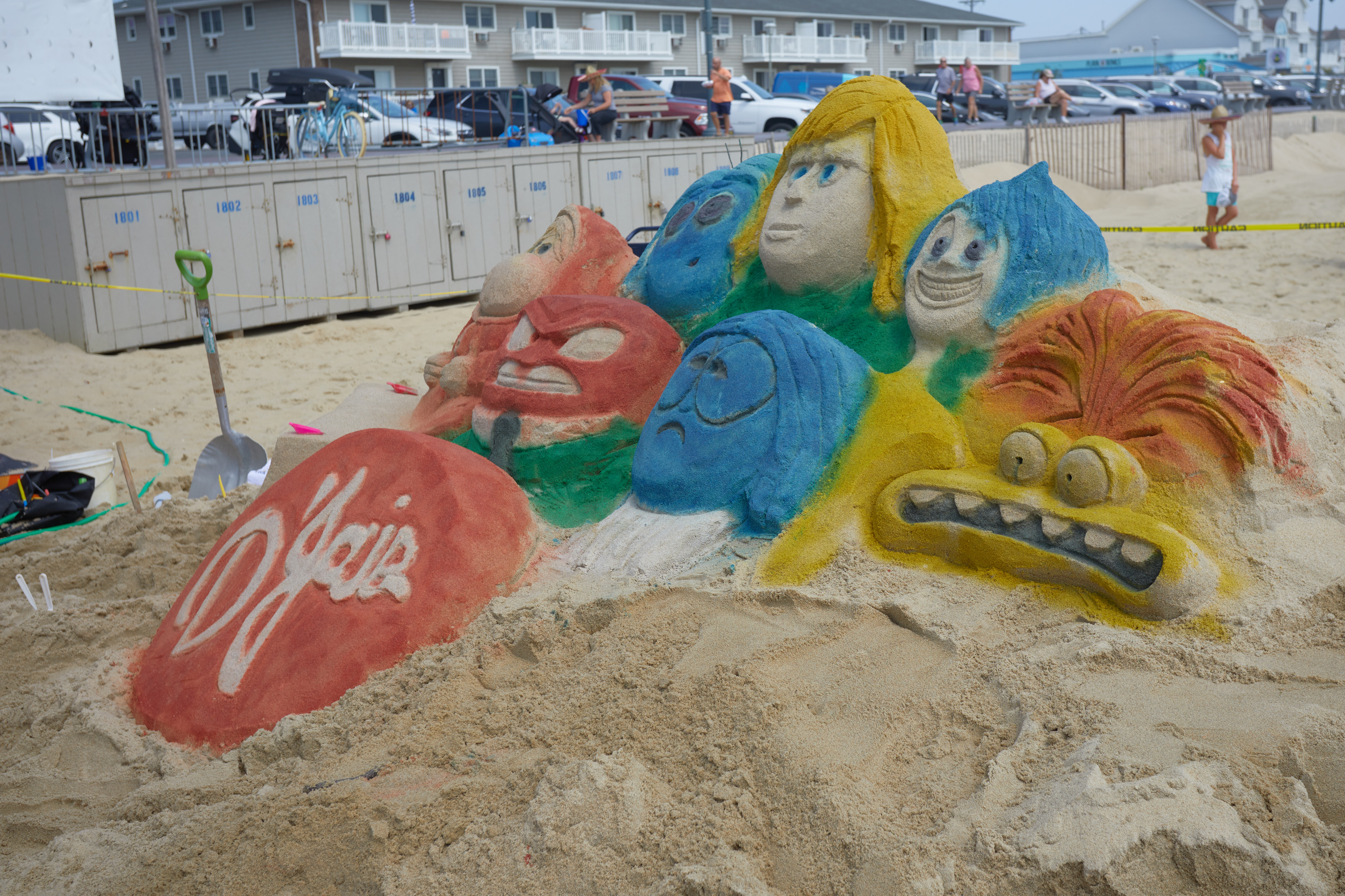 Sand art of characters from Pixar movie Inside Out.