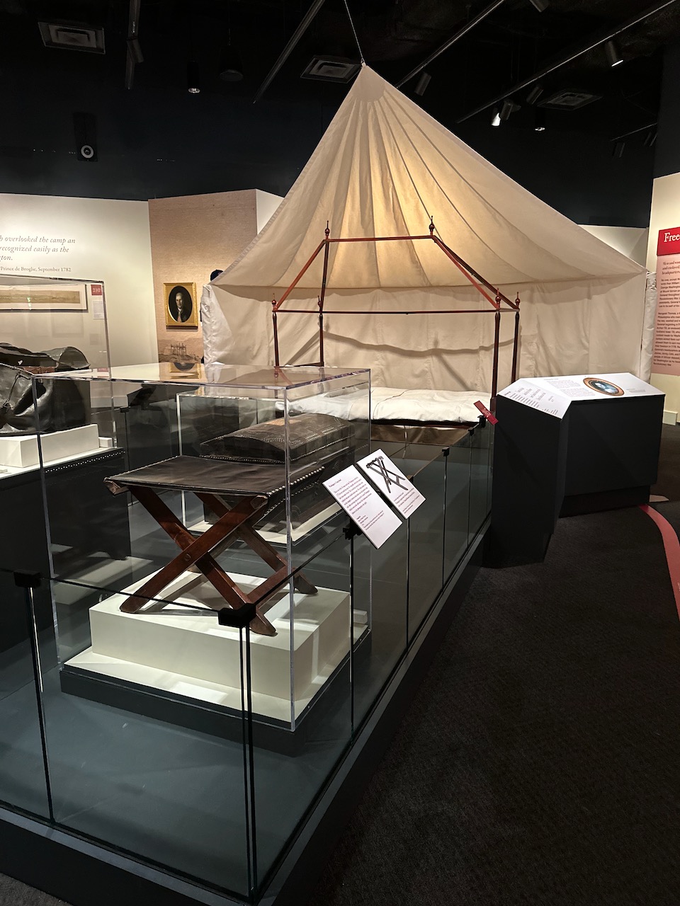 Display of items from Washington's Tent, including a partial reproduction of the tent.