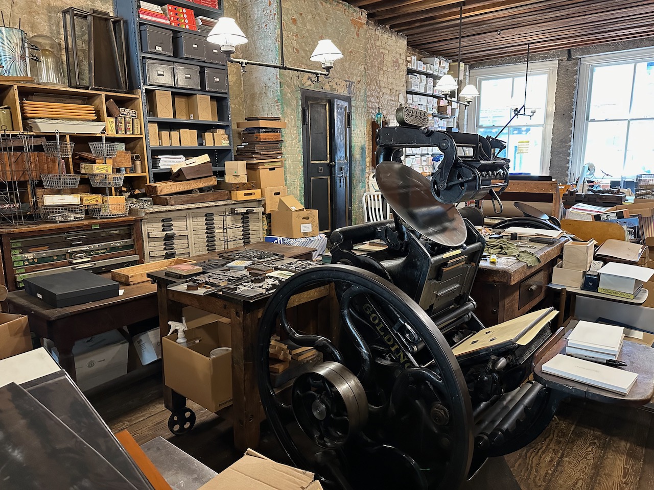 Printing press room.