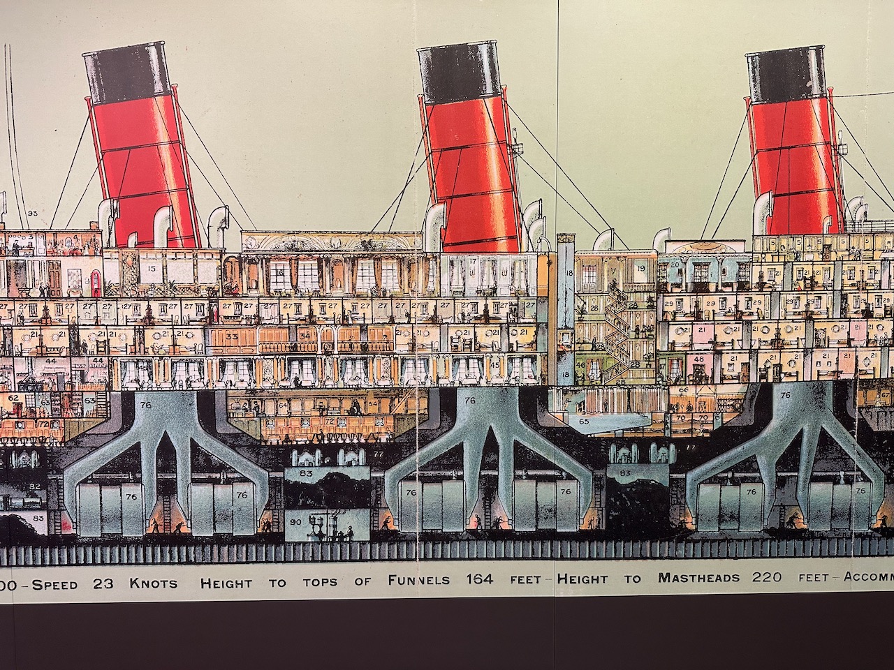 Cutaway drawing of ocean liner.