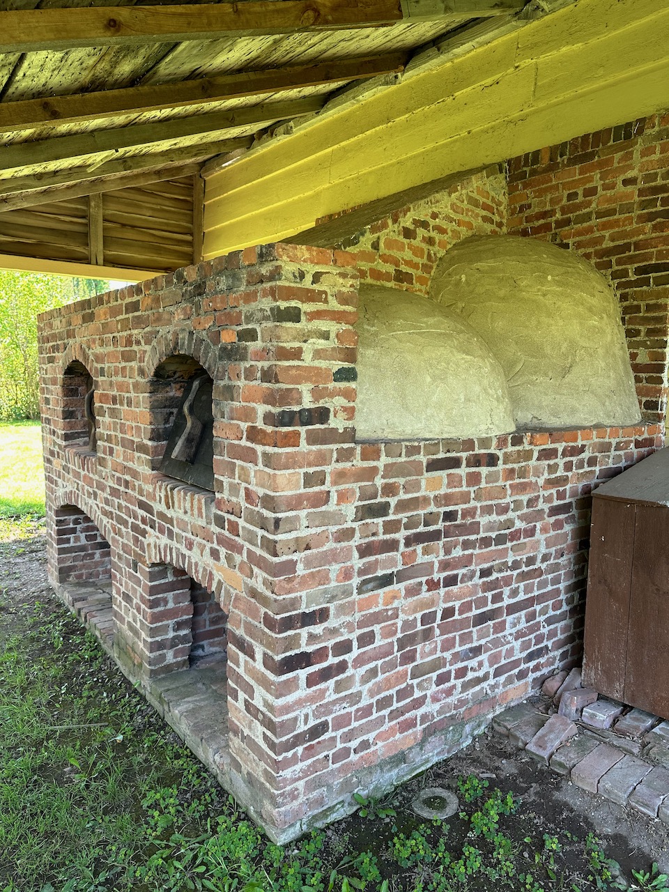 View of kitchen ovens from outside.