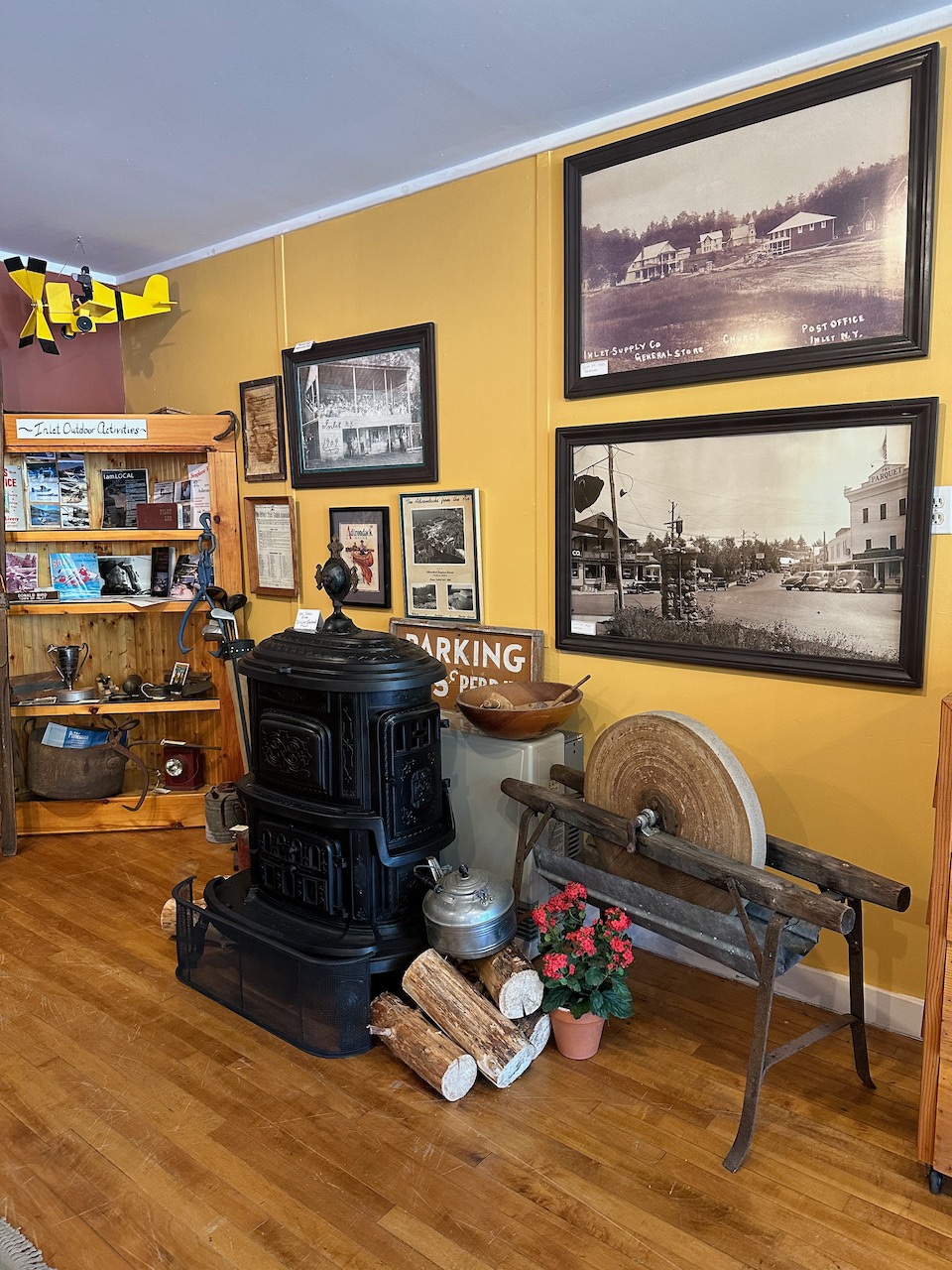 Interior of Inlet Historical Society museum.