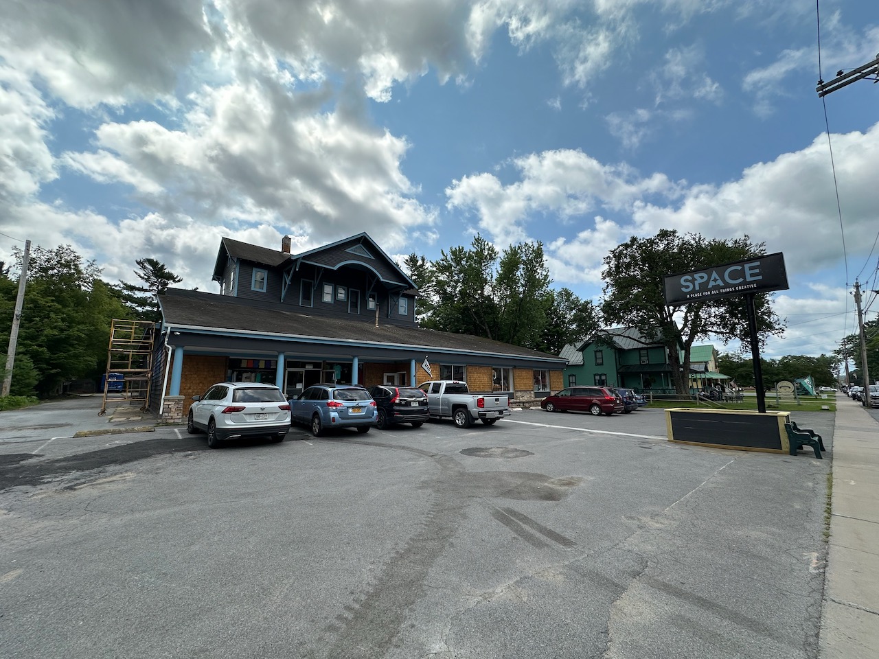 Exterior of Space, a two story building housing artists' items for sale.