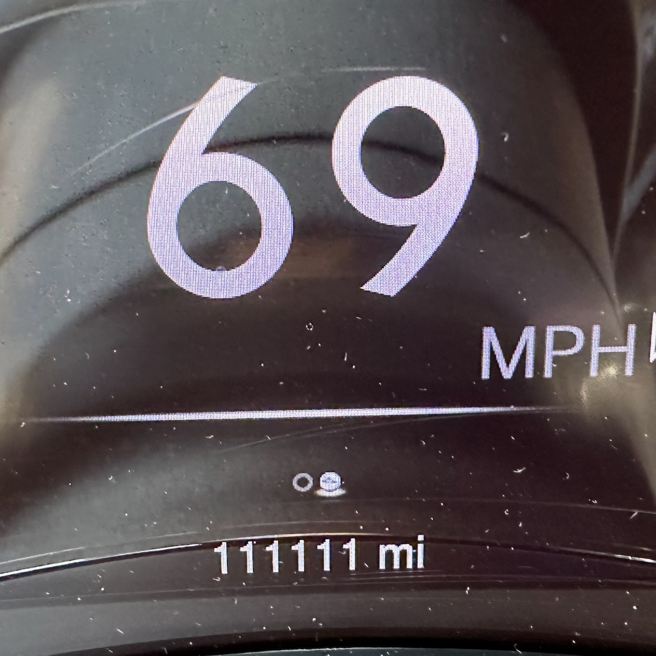 Car odometer reading 111111.