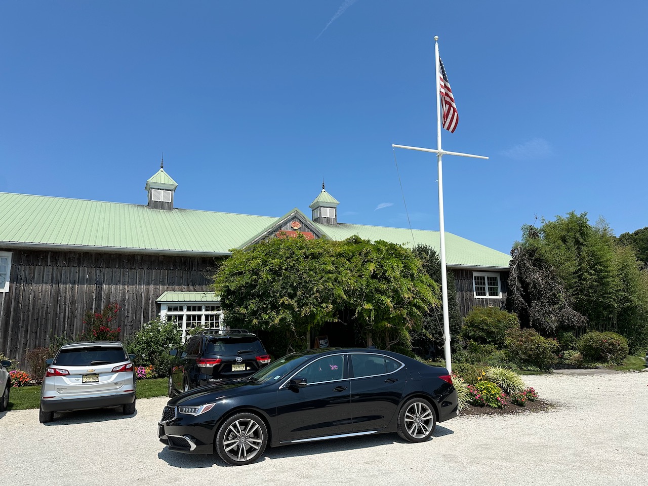 2020 Acura TLX parked in front of Cape May Winery.