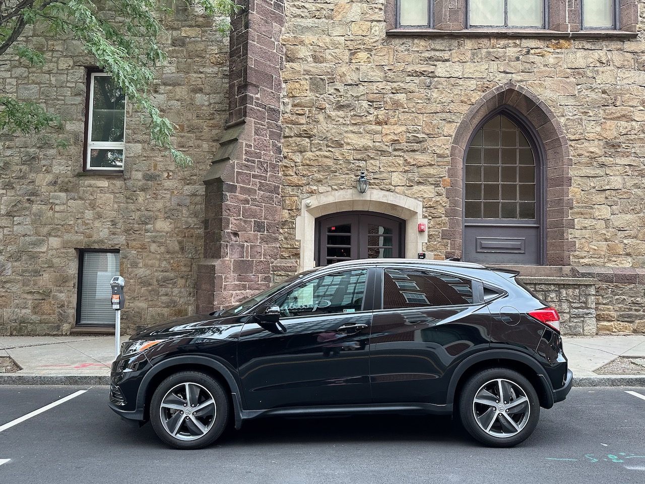 2021 Honda HR-V parked in front of church.