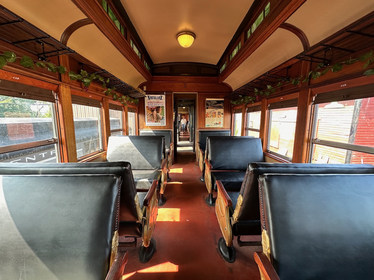 Interior of Coach #605 passenger car.