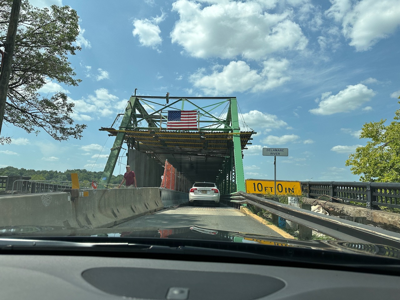 View of New Hope-Lambertville Bridge under renovation.