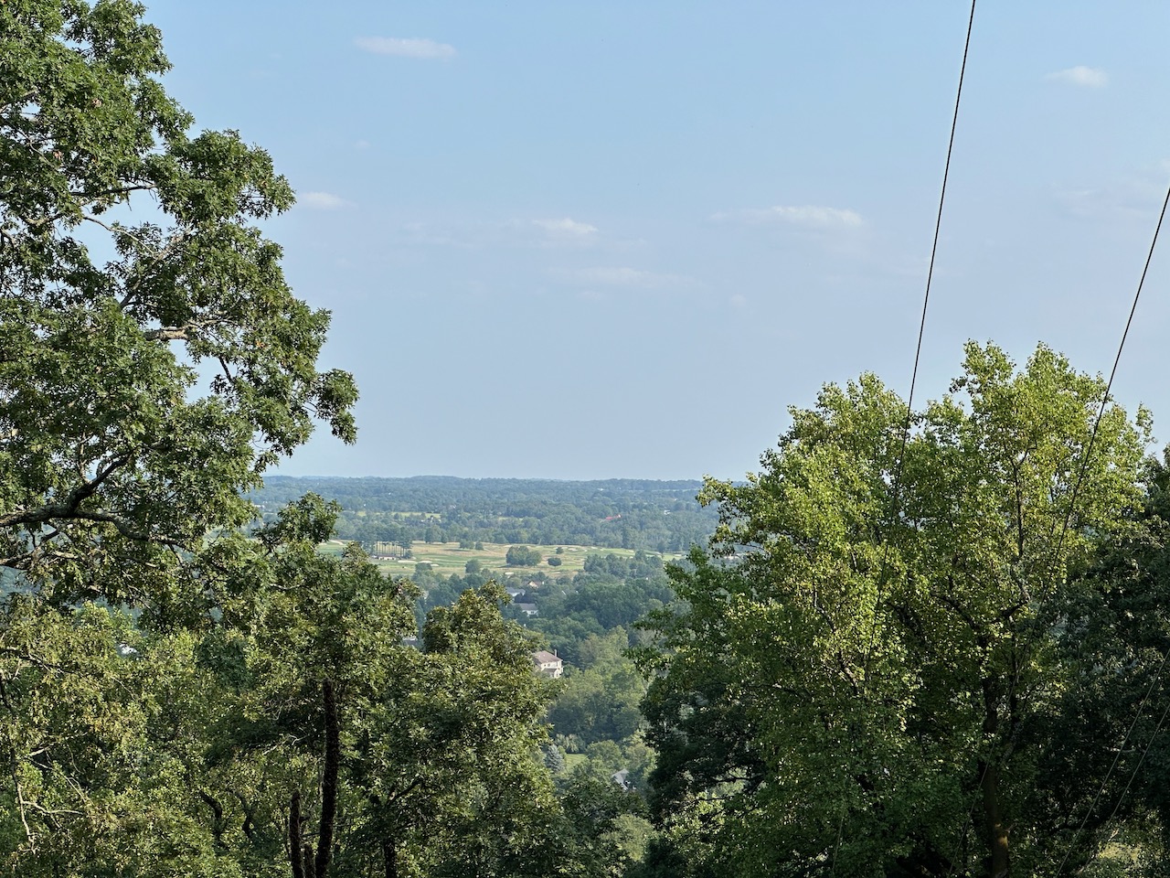 View of surrounding countryside from atop hill.