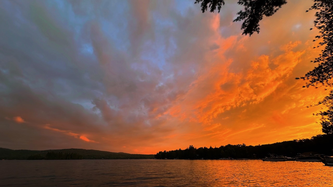Sunset sky over Fourth Lake.