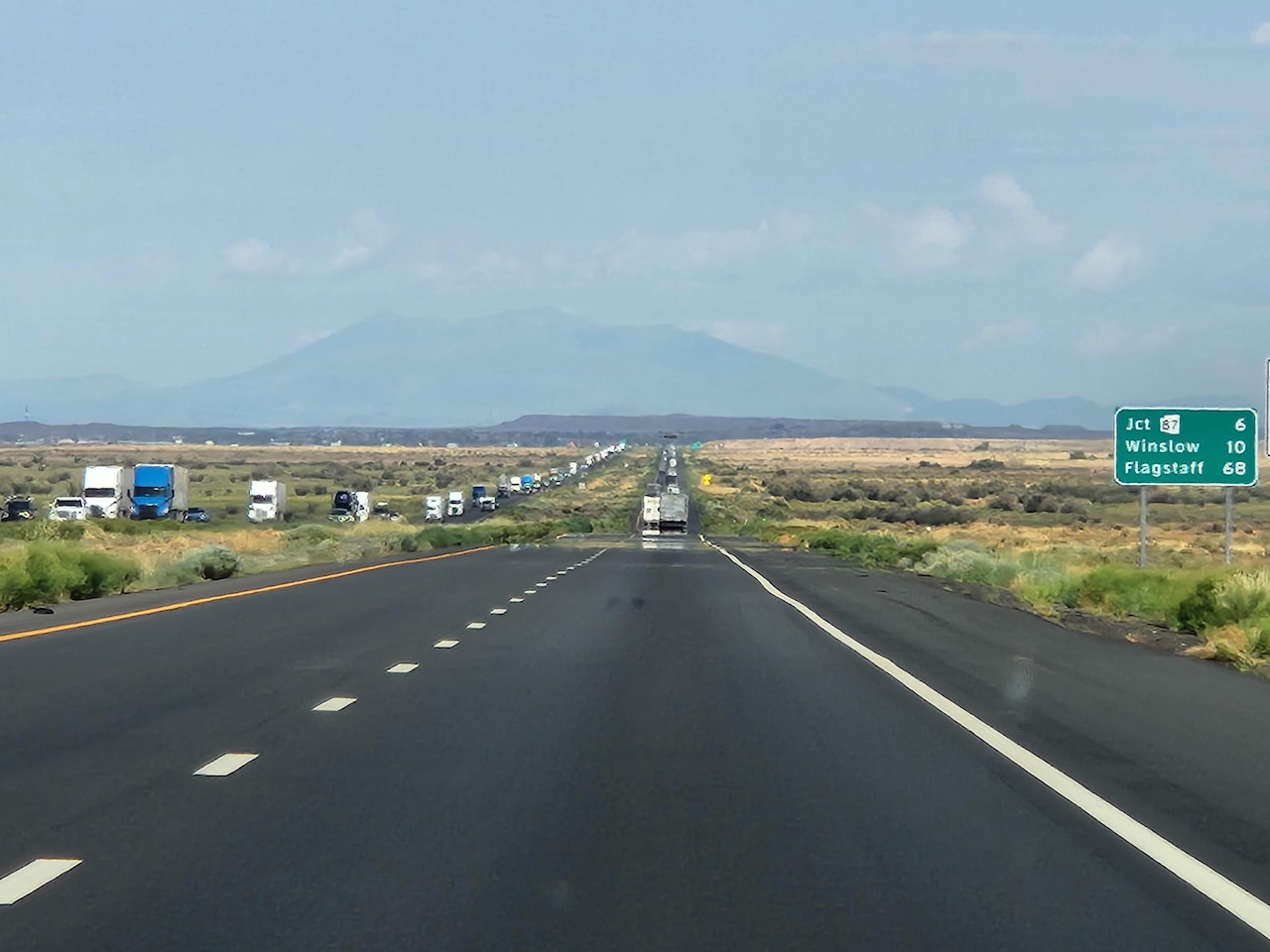 View of highway heading toward Flagstaff, AZ.