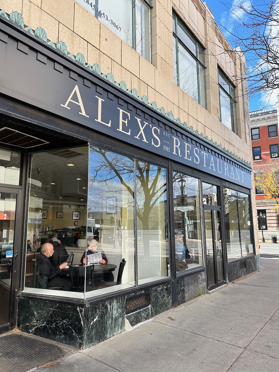 Exterior of Alex's Restaurant.
