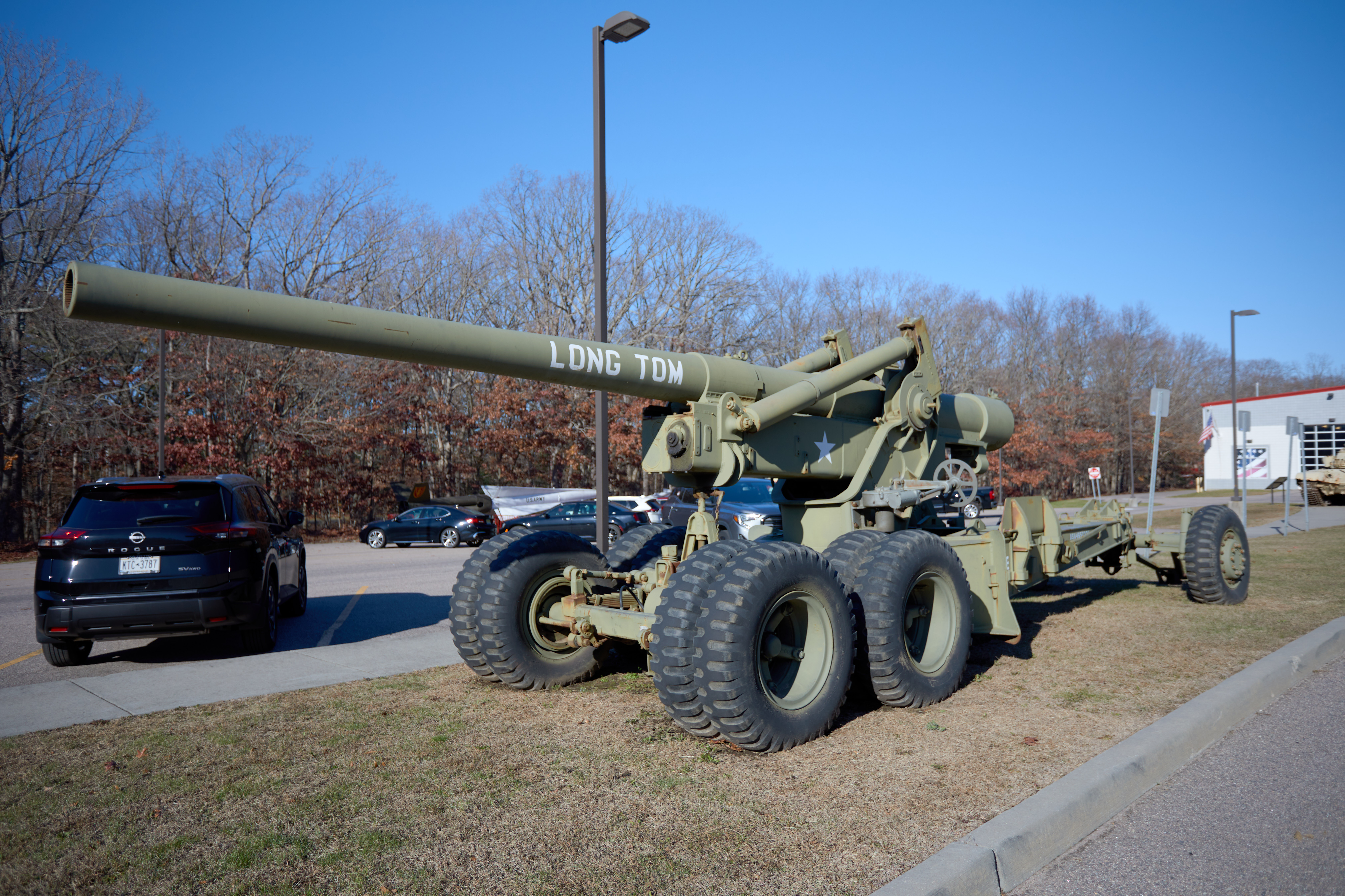 Long Tom howitzer on display outside of museum.