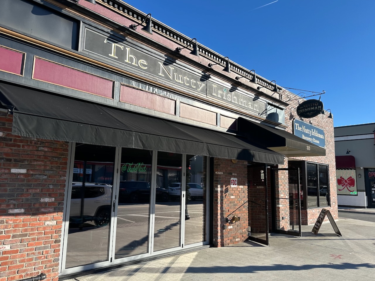 Exterior of The Nutty Irishman bar.