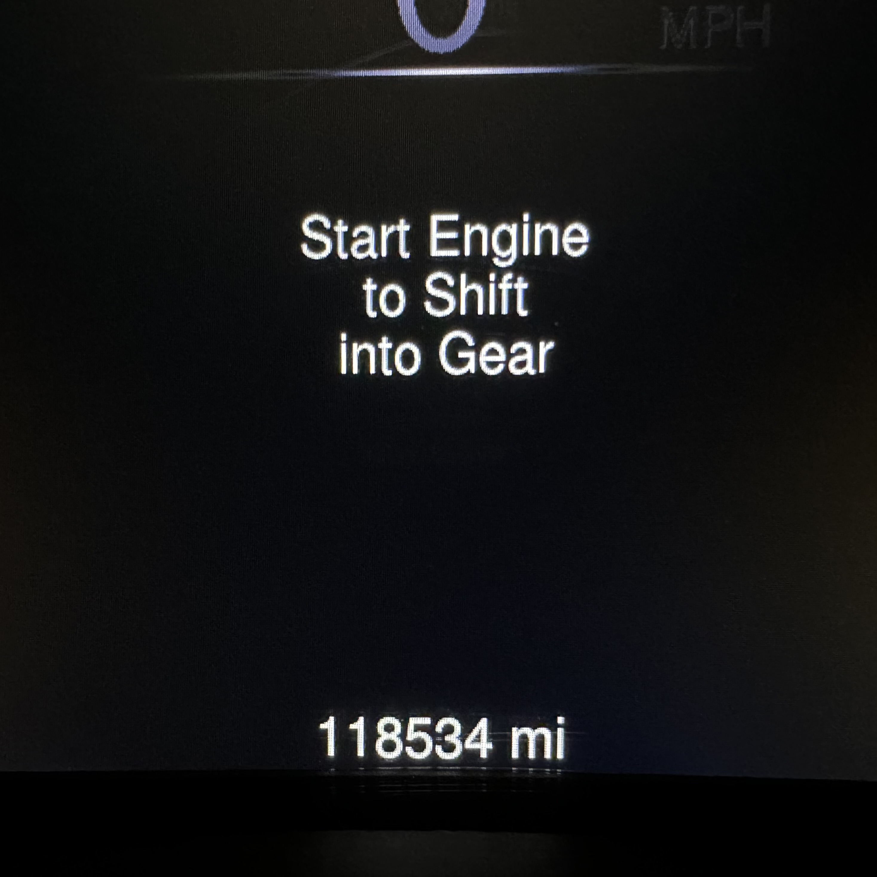 Car odometer reading 118534 miles. 